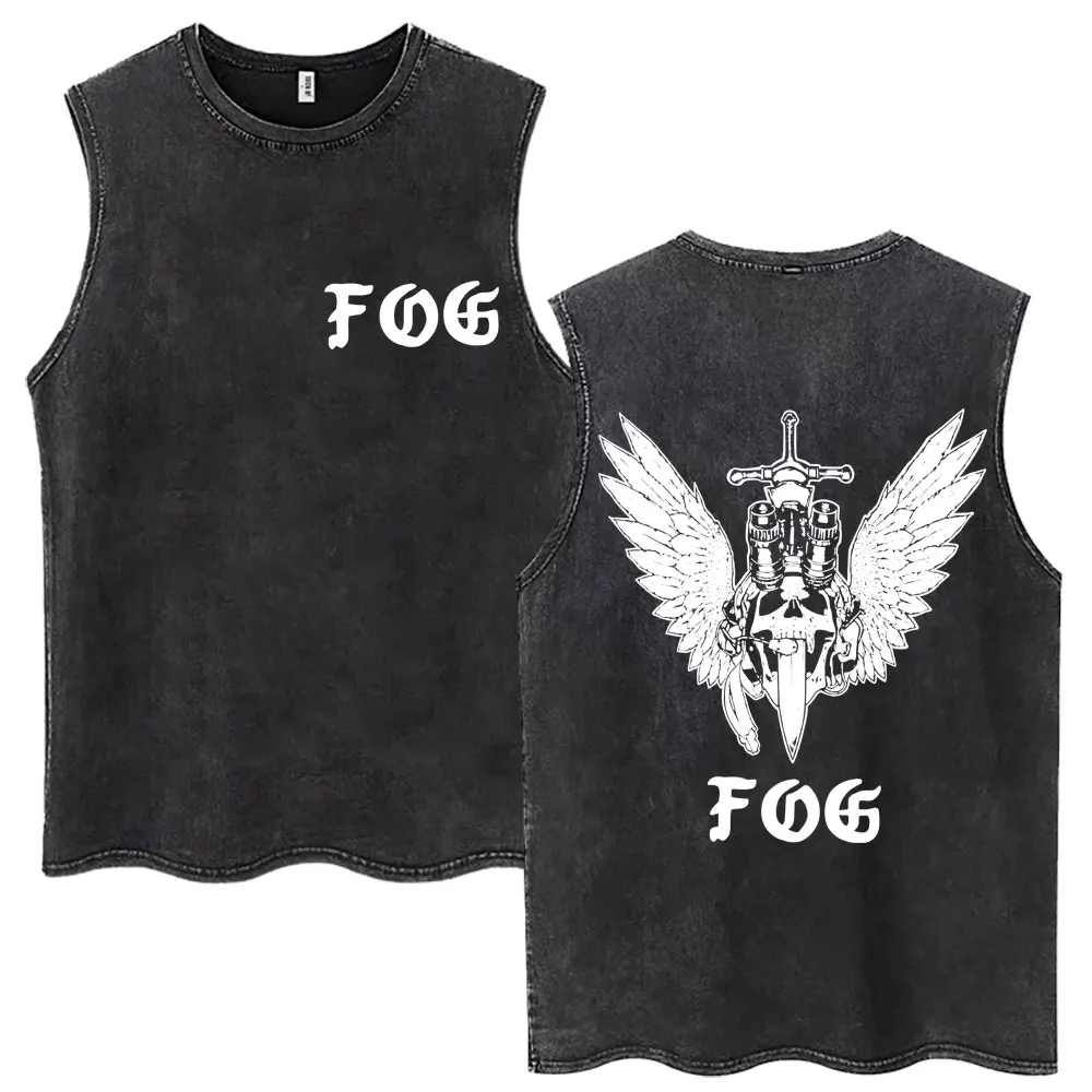 Washed Forward Observations Group Tactical Night Vision Skull Tank Tops Vintage Sleeveless T-shirt Men's Cotton Oversized Vests