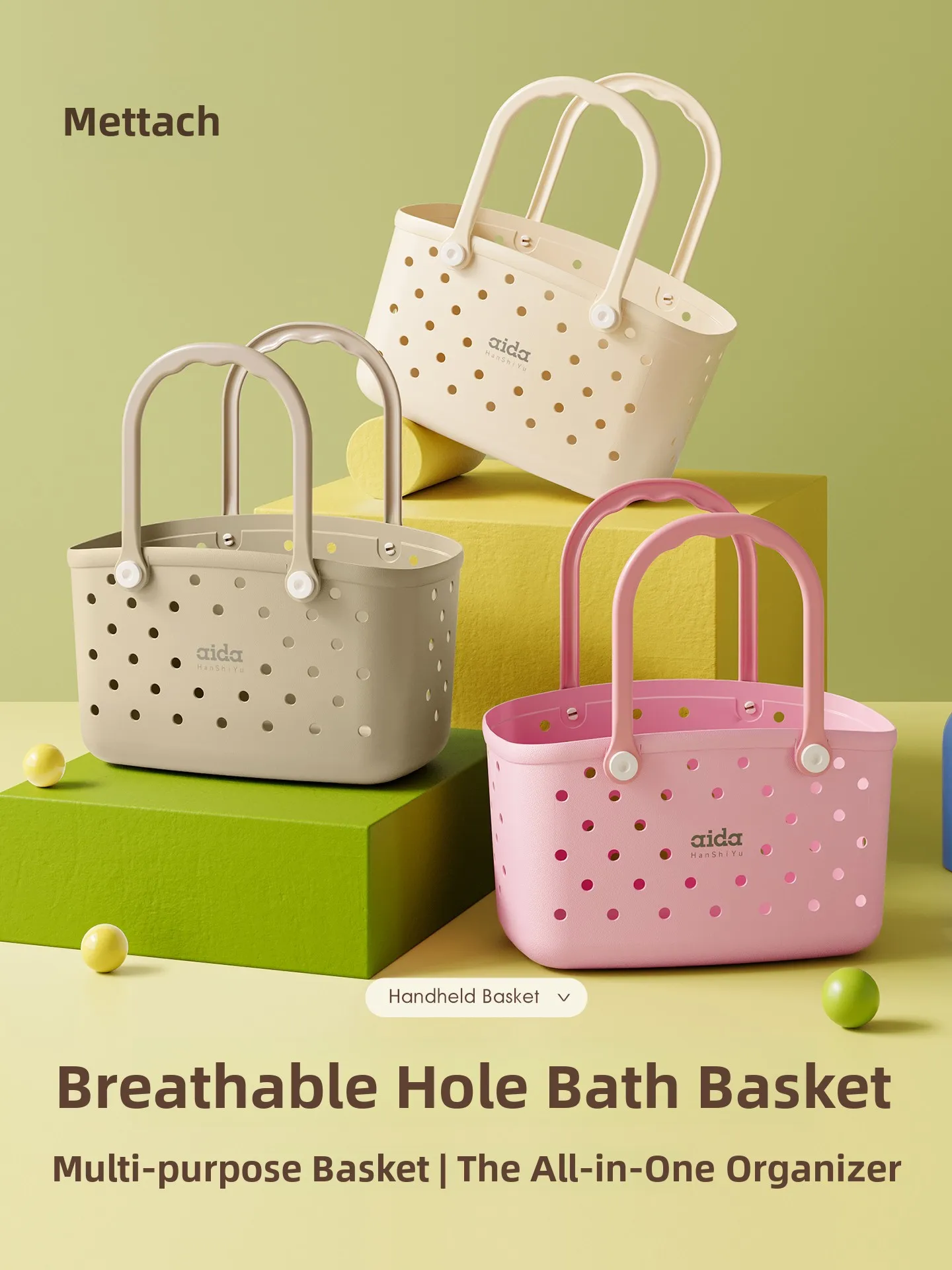 

Handheld Bath Basket Bathroom Wash Basket Storage Basket High Aesthetic Value Student Dormitory Use Plastic Storage Basket