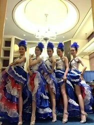 French Can Can Dance Costume Can-can Dresses Headwear Cancan Stage Performance Opening Dance Clothes Outfits