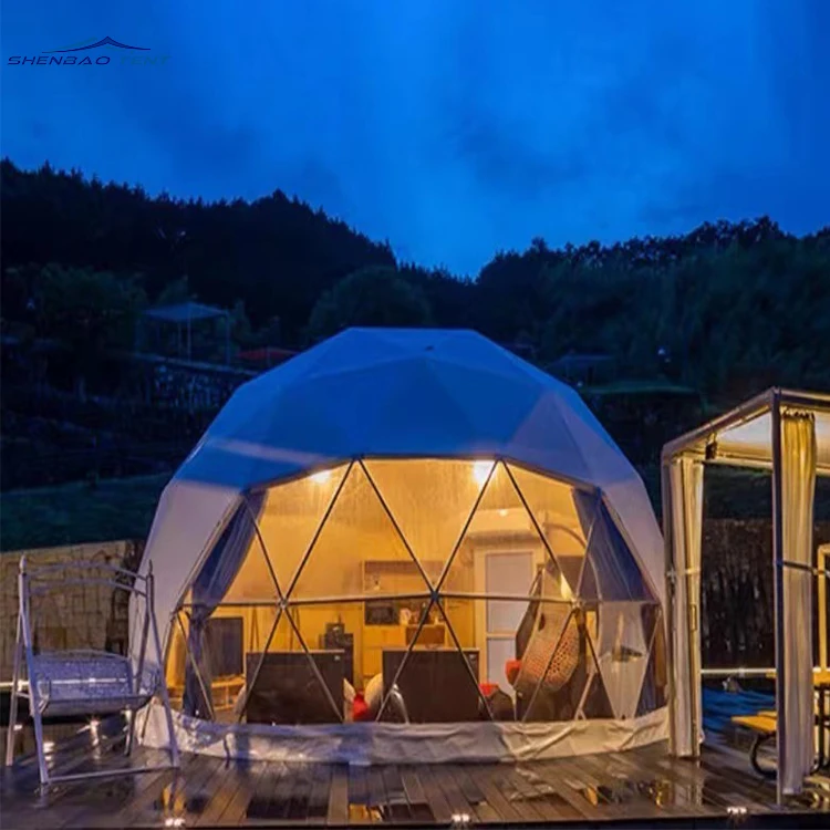 Outdoor Camping Prefab Waterproof Glamping Geodesic Dome House Luxury Lgloo Tent for Resort Events
