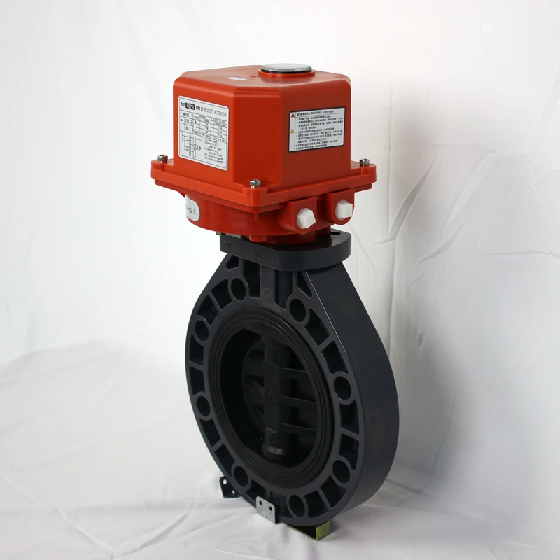 High Quality AC 24V 110V PVC UPVC PPH PVDF Plastic Butterfly Valve With Electric Actuator