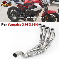 Full System Motorcycle Exhaust For Yamaha XJ6 XJ6N Slip On Motorbike Front Link Pipe Without 51mm Muffler delete sensor