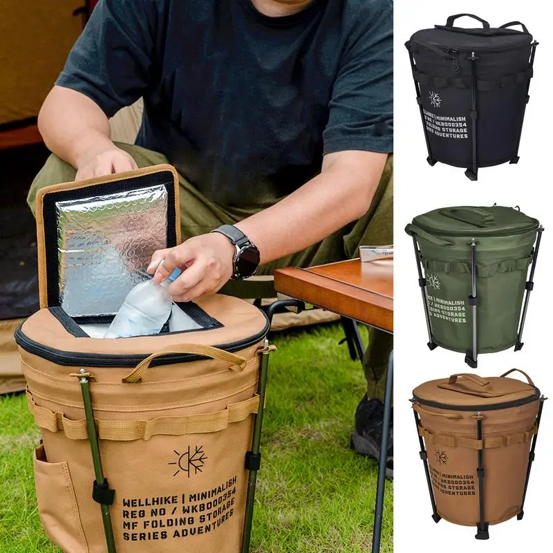 Folding Camping Ice Bucket 20L Outdoor Water Container Insulated Camp Cooler Bucket Portable Picnic Ice Bag Camping Accessories