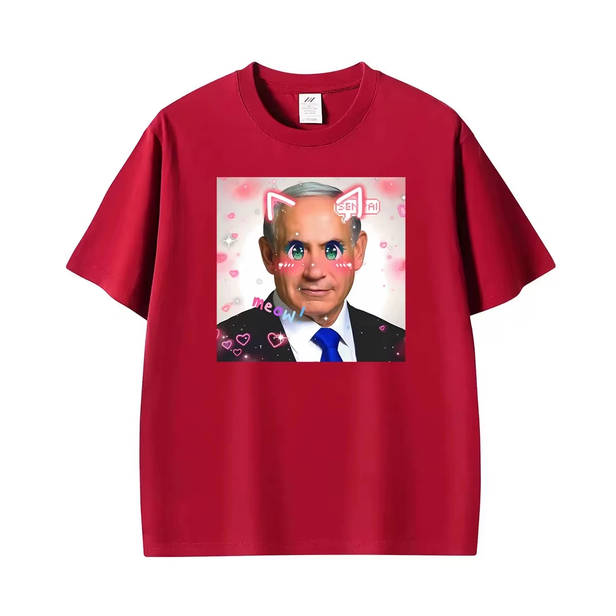 Benjamin Netanyahu Cute Kawaii Funny Graphic T-shirt Men's Clothing Retro Humor Short Sleeve T Shirts Oversized Cotton Tee Shirt