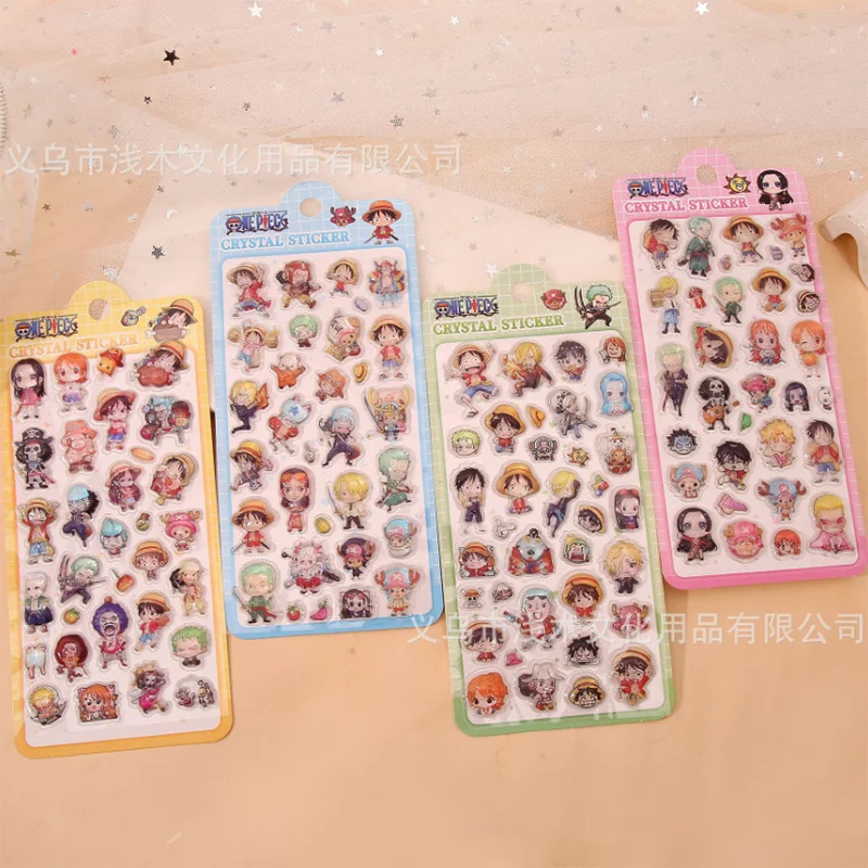 

40pcs One Piece Japanese 3D Embossed Sticker Crystal Relief Cartoon Stickers Diy Phone Decor Hand Account Stationery Sticker Toy