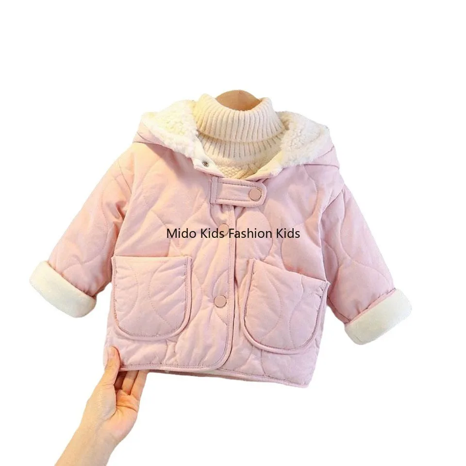 1-9Y Girls winter cotton jacket female baby padded baby jacket autumn winter foreign children winter cotton clothing 80-120CM