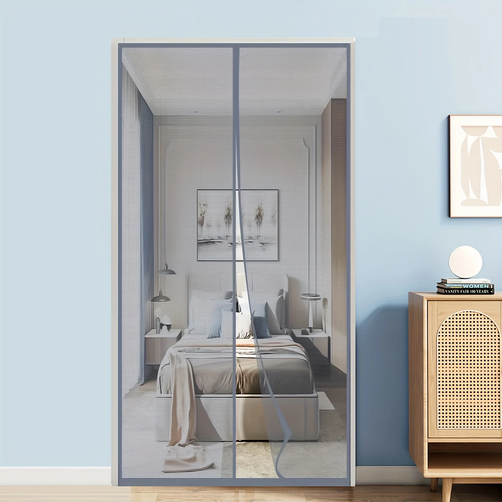 Summer Mosquito-Proof Fly Screen Door, Self-Closing Magnetic Hanging Curtain with No Drilling Installation for Outdoor Doors