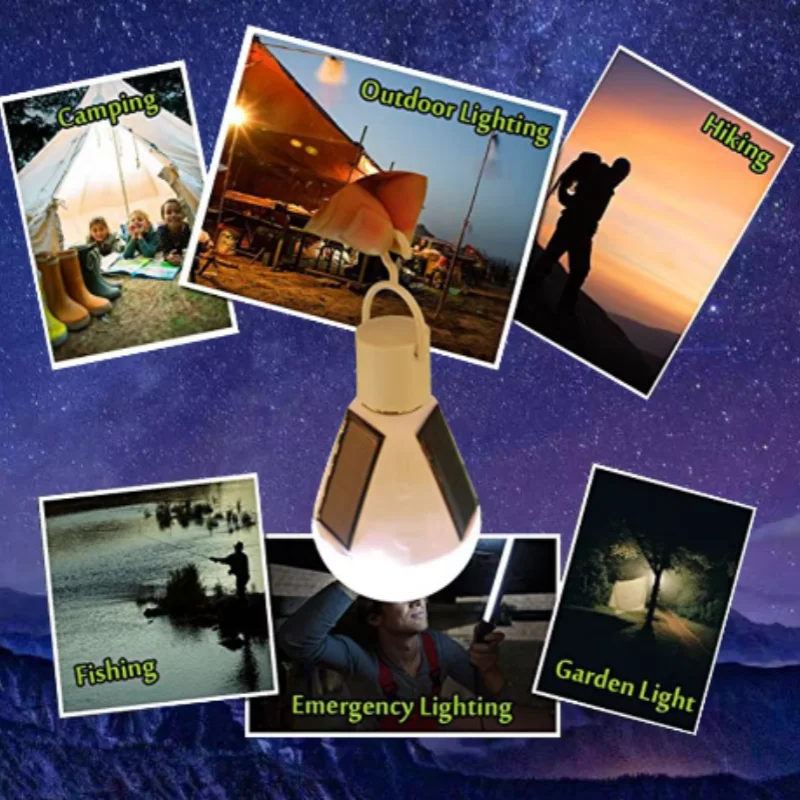 LED Solar Power Bulb Protable LED Solar Lights Rechargeable Lampada LED Waterproof Outdoor Camps Tent Garden Lights Dropshipping