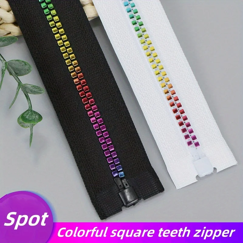 5pcs 5 # Colorful Square Tooth Zipper Suitable for DIY Sewing of Clothing and Bags Single Open Automatic Color Zipper