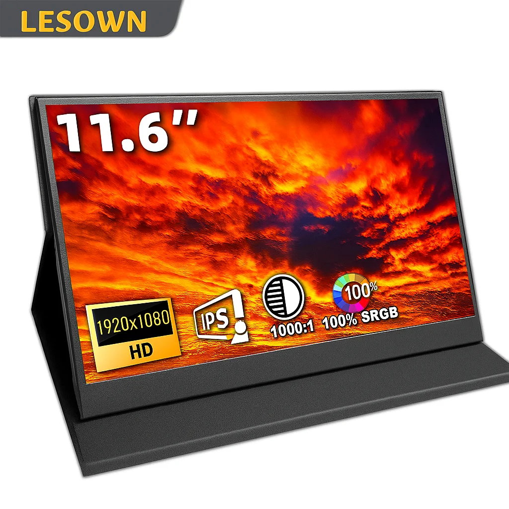 LESOWN 11.6" Touchscreen Portable Monitor 1920x1080 Full HD IPS LCD Display for Xbox/PS4/Raspberry Pi  Extended Gaming Screen