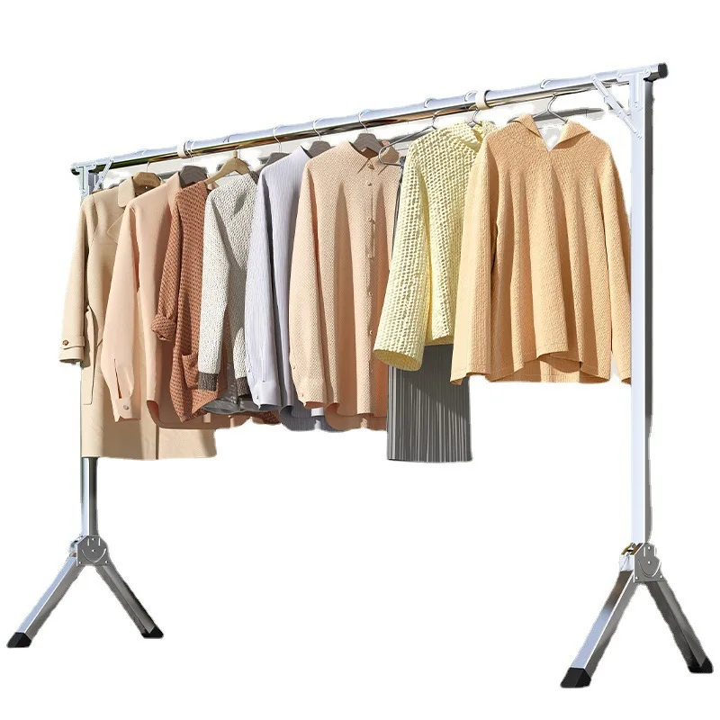

Bedroom clothes drying rod, simple folding clothes rack, stainless steel clothes drying rack, floor-to-ceiling household