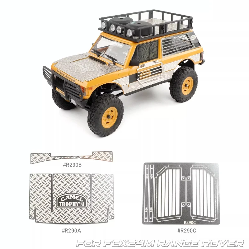 

RC Car Hood Side Skirt Skid Plate Metal Folding Window Net Tail Window Net for 1/24 FMS FCX24m Camel Range Rover Range Rover