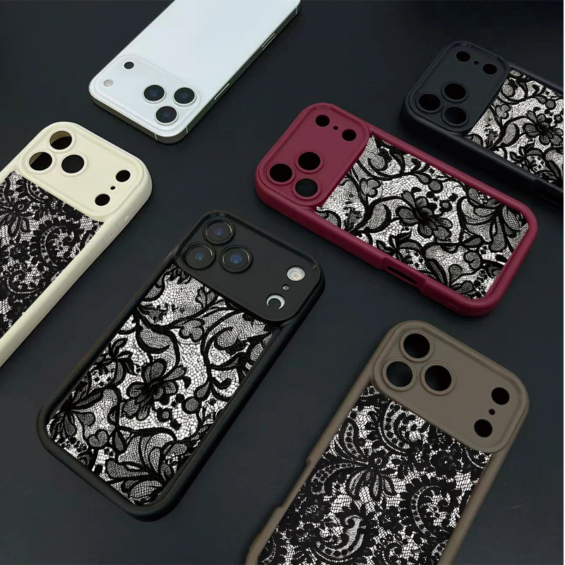 حافظة لهاتف Realme 14 15 Pro 15T C53 C55 C67 C63 C65 C51 C21Y C25Y C35 C30 C33 8i 11 8 12 Pro Plus 5G غطاء دانتيل أسود ريترو Funda #6