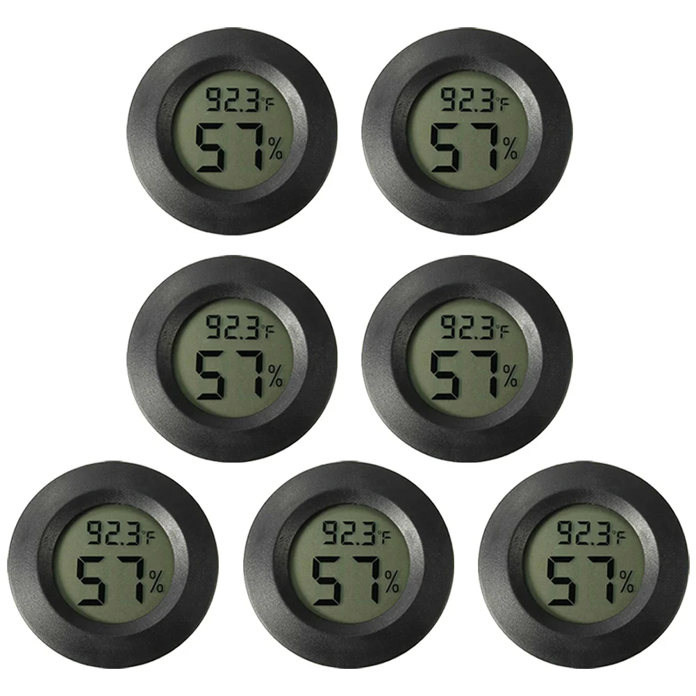 7 Pcs Round -Hygrometer Digital Thermometer Hydrometer for Humidity Gauge Bearded Dragon Tank Accessories Glass Plastic