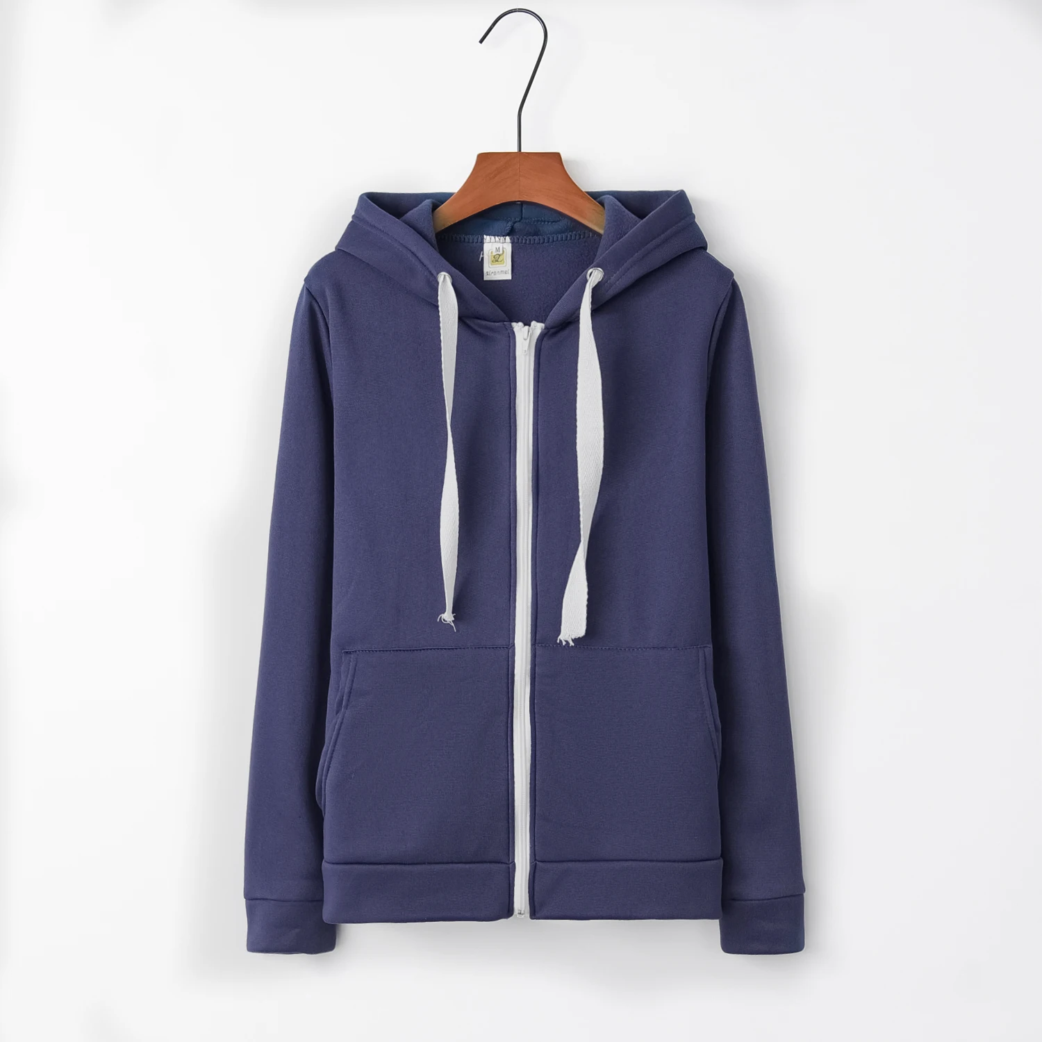 Fashion Trend Zipper Hooded  Long-sleeved Plus Cashmere Sweater Coat