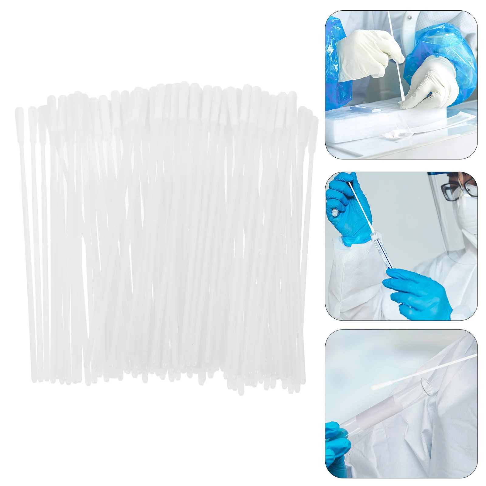 100 Pcs Specimen Simple Throat Swab Cleaning Sticks 15X05X05CM Abs Nylon Collecting Swabs Sampling