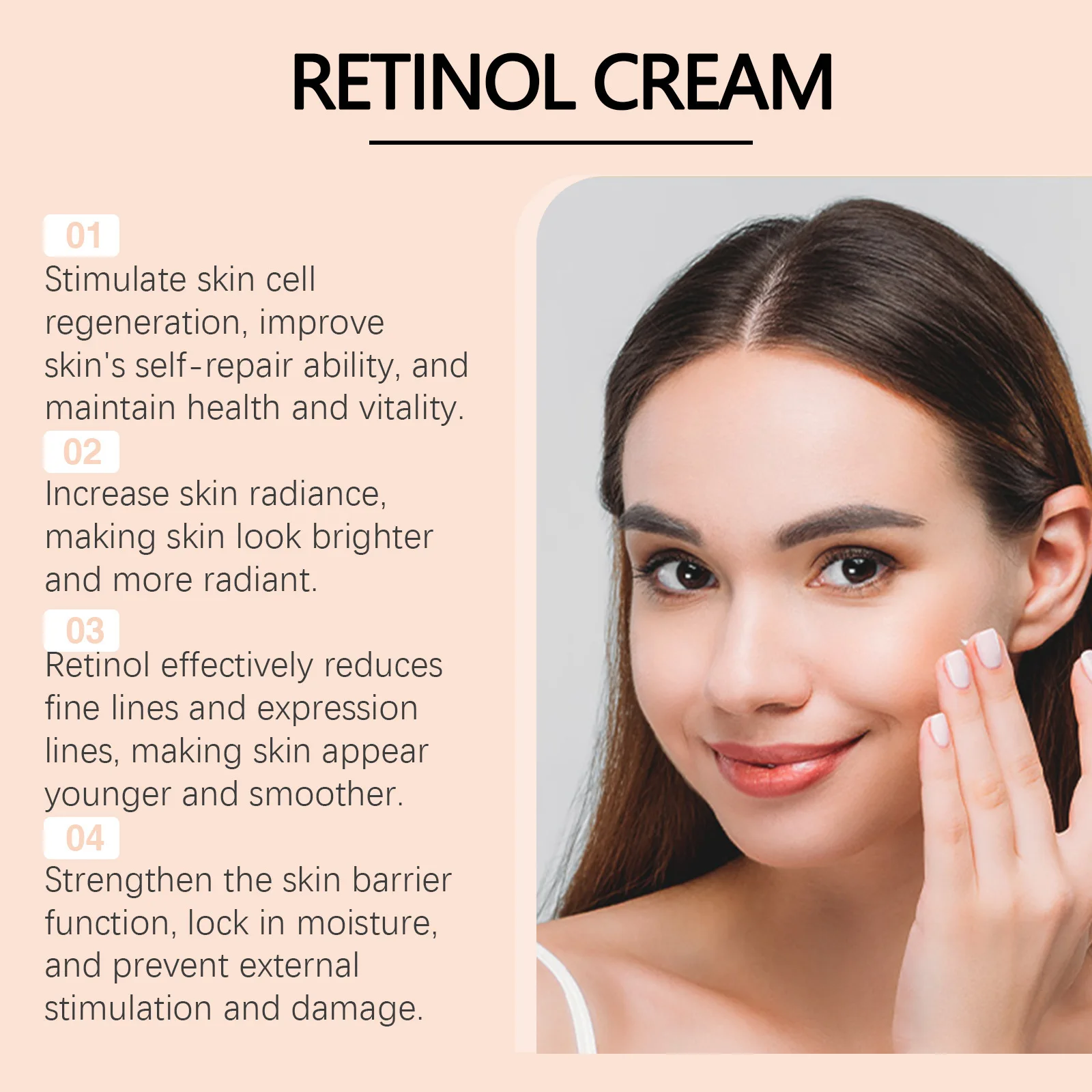 Retinol Face Cream Hyaluronic Acid Lifting Firming Fade Fine Line Anti Puffiness Eye Bag Removal Brightening Moisturizing Lotion