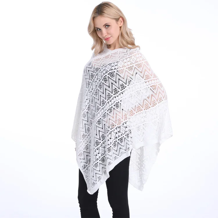 2022 Spiring Summer New Large Women\'s Blouse Loose Hollow Out Irregular Pullover Top Cloak One Size Solid Capes & Ponchos