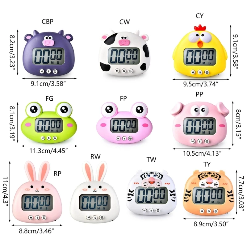 Digital Timer Cartoon Animal Countdown-Timer Kitchen Alarm Clock Multifunction Time-Reminder-Digital Cooking Timer