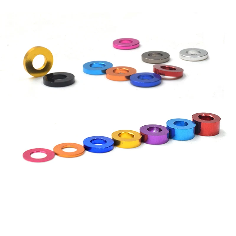 5/10/20Pcs M3 X 6mm Aluminum Alloy Anodised Metric Colourful Flat Washers Spacer Gasket  Flat Washer for RC Part  T：0.25~3mm