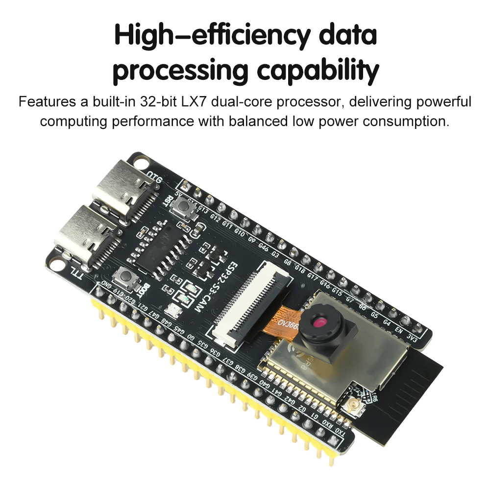 ESP32-S3-CAM Development Board with OV3660 Camera WiFi Bluetooth Core Board Dual Type-C Ports High-Speed Stable Connection
