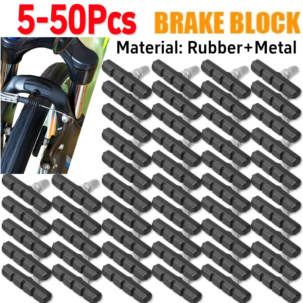 

10-50PCS MTB Mountain Bike Brake Block Durable Rubber Bicycle V-brake Shoes Pads icycle Lightweight V Brake System Bike Parts