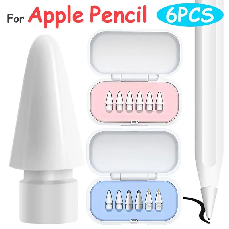 Replacement Pencil Tips for Apple Pencil 1/2/3th 4/6PCS Anti-scratch Protective Covers for IPencil Stylus Pen Nibs Organizer Box