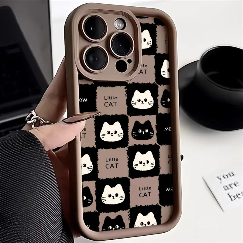 Cute Cat Phone Case For iPhone 13 Case iPhone 17 15 11 12 14 16 Pro Max Air XR XS X 7 8 Plus SE Silicone Soft Shockproof Cover