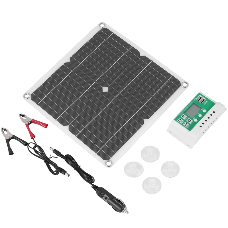 

12W Solar Panel Kit 60A 12V Battery Charger With Controller Caravan Boat