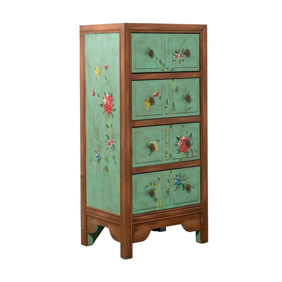 American retro painted furniture, green chest, retro living room locker, storage cabinet, bedroom bedside cabinet image 5