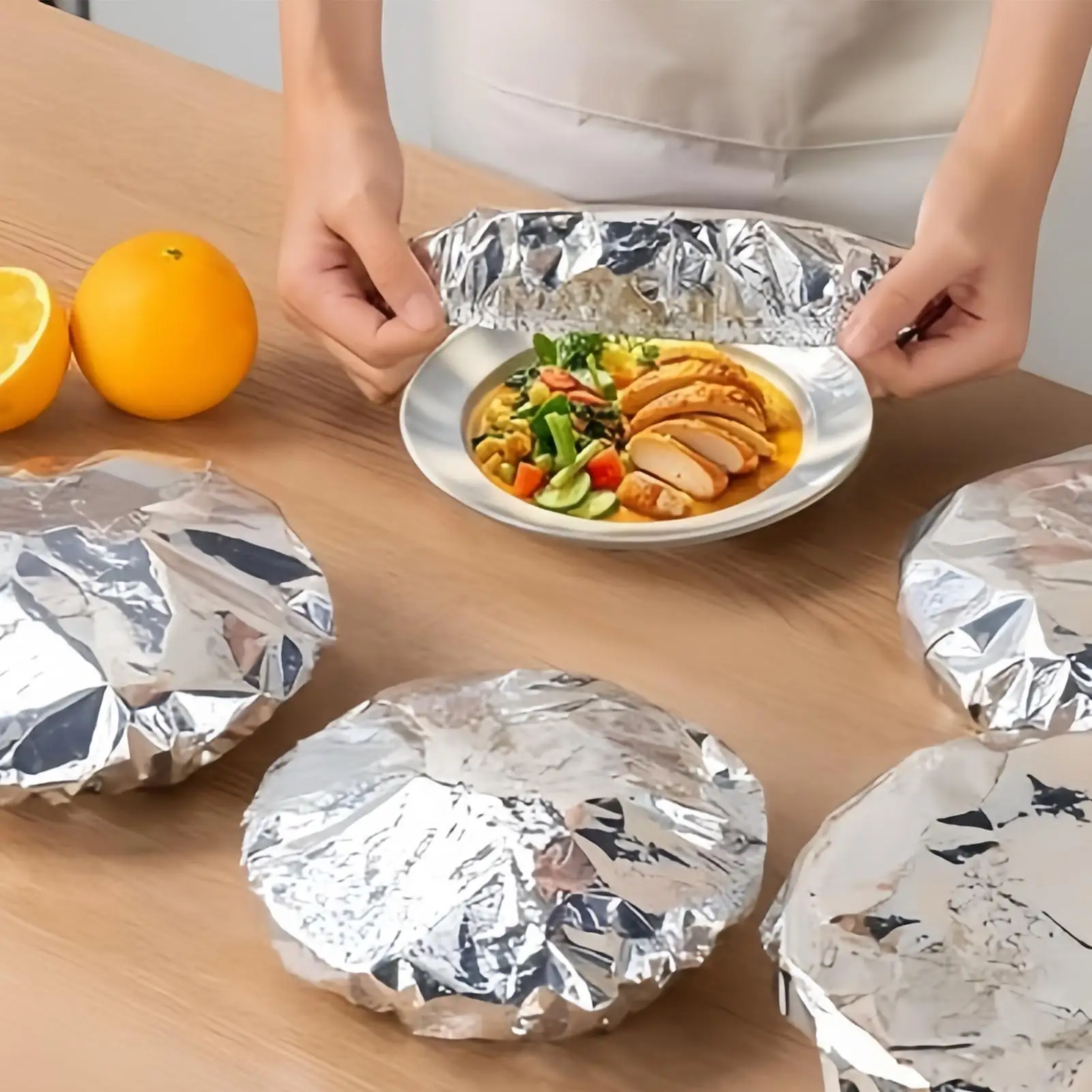 10pcs Household Reusable Aluminum Foil Film For Heat Insulation And Heat Preservation Suitable For Oven Takeaway Picnic