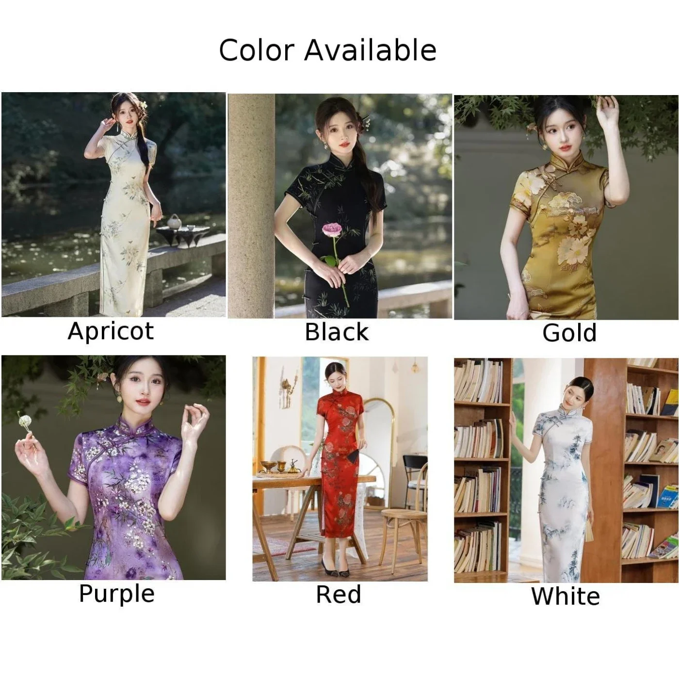 Vestuário de desempenho estilo chinês cheongsam banquete desempenho 2xl tecido fino durante toda a temporada usar padrão floral