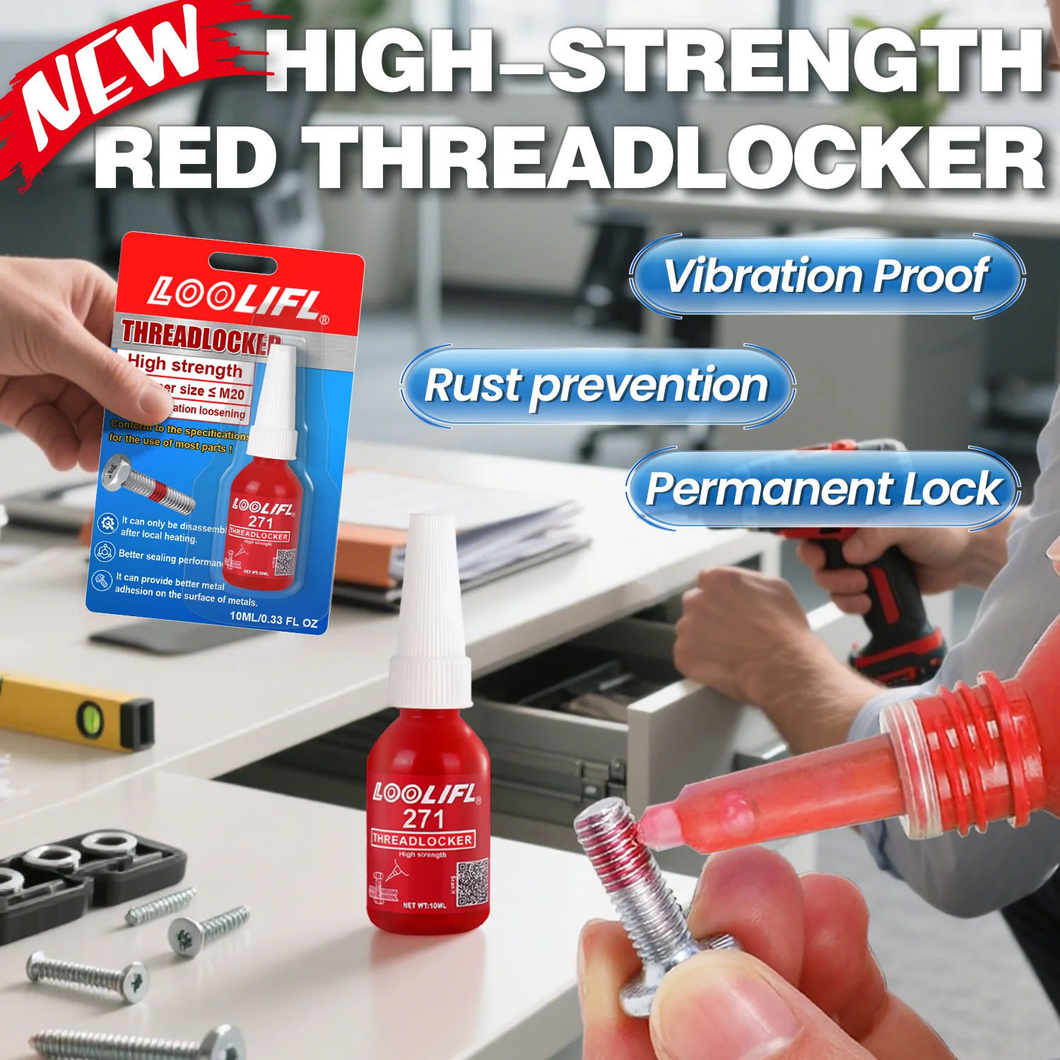 Novos fixadores de rosca atualizados, de resistência média e alta, resistentes à água e à vibração, com várias opções para vários cenários.