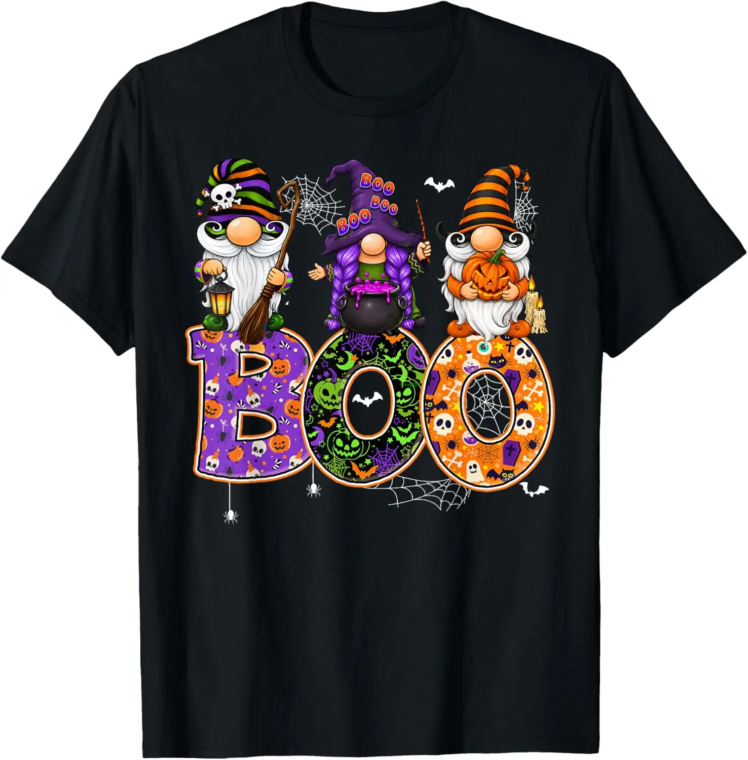 Funny Gnome Halloween Shirts Boo Witch Spider Pumpkin Spooky T-Shirt Unisex Unique Graphic Print T-Shirt Soft Cotton Casual Crew Neck Short Sleeve Tee For Men Women Daily Fashion Tops
