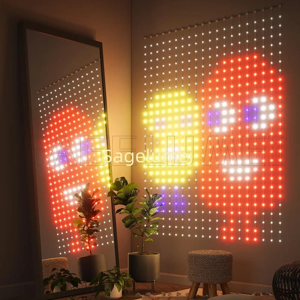 2026 400LEDS Decoration RGB curtain Smart Lights App Controlled String Fairy Lights DIY Pattern and Text Programmable Music Sync