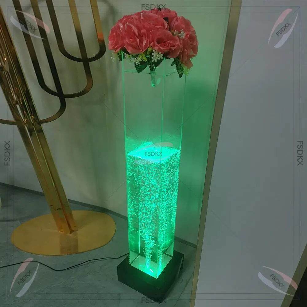 christian wedding party supplies decoration romantic led color changing acrylic flower tube water bubble lamp