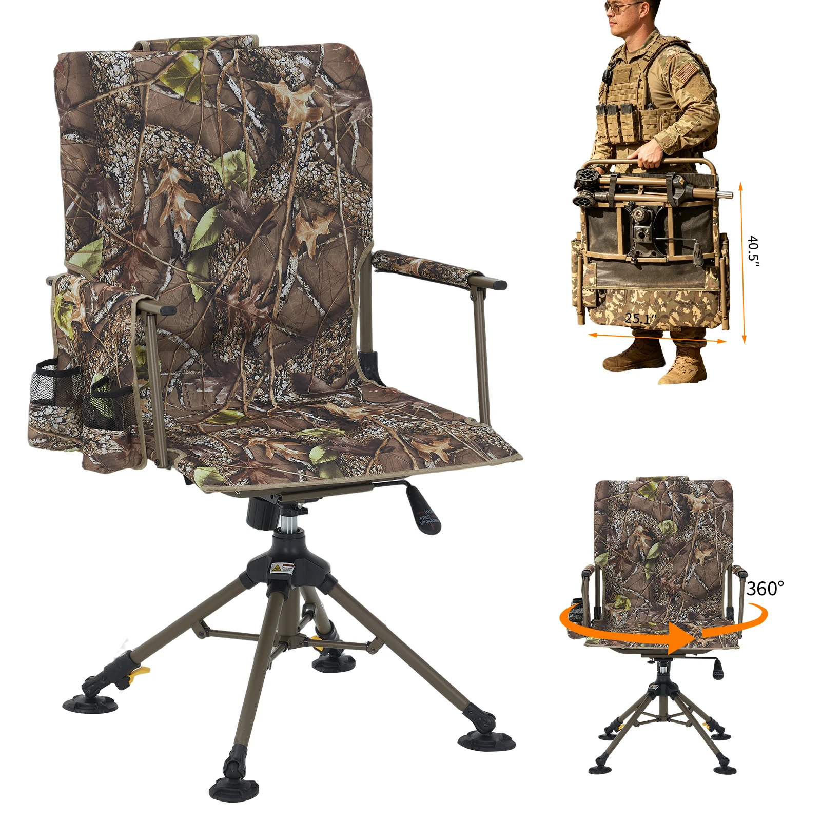 Hunting And Fishing Outdoor Chairs - 360 ° Döner Katlanır Yemek Sandalyesi,