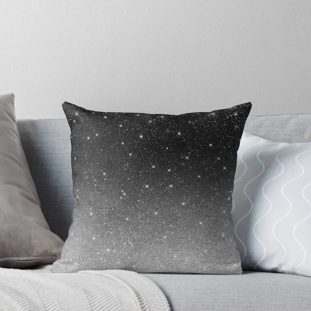 Black Silver Grey Sparkle Ombre Glitter Throw Pillow Decorative Pillow Covers For Sofa autumn decoration pillow
