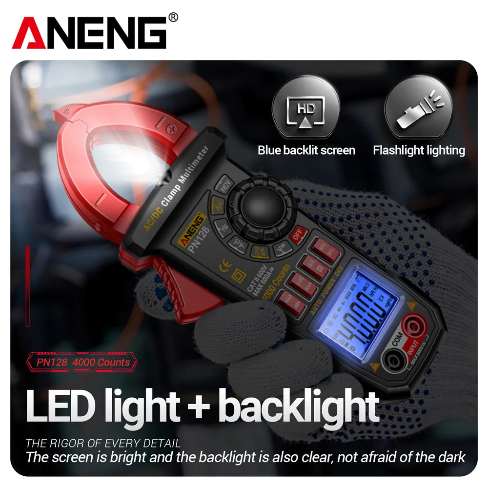 ANENG PN128 Clamp Meter Multimeter AC/DC Tegangan 600A Arus Clamp NCV True RMS Diode NCV Induksi Alat Penguji Listrik