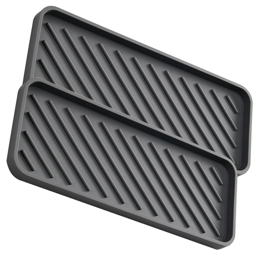 

2pcs Silicone Dish Drying Mat Bowl Drain Pad Kitchen Bathroom Storage Tray Vanity Counter Organizer Tabletop Sundries Container