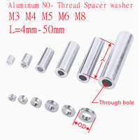 10pcs Aluminum flat washer M3 M4 M5 M6 M8 *2mm to 50mm aluminum Bushing Through-Hole gasket Spacer Non-threaded standoffs