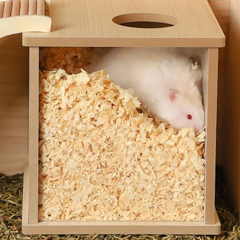 Hamster Sand Bath Box Wooden Shower House Chinchilla Digging Sand Bathtub Box Hole Landscaping Supplies Box