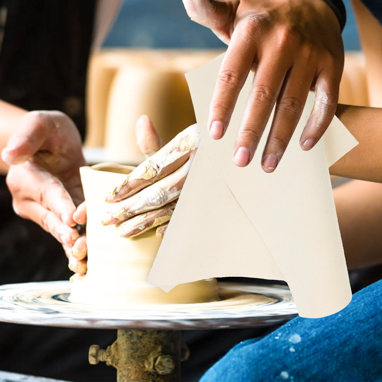 

10Pcs Pottery Trimming Cloth Clay DIY Craft Absorbent Soft Sculpture Tools Professional Craft Making Supplies Pottery Tools