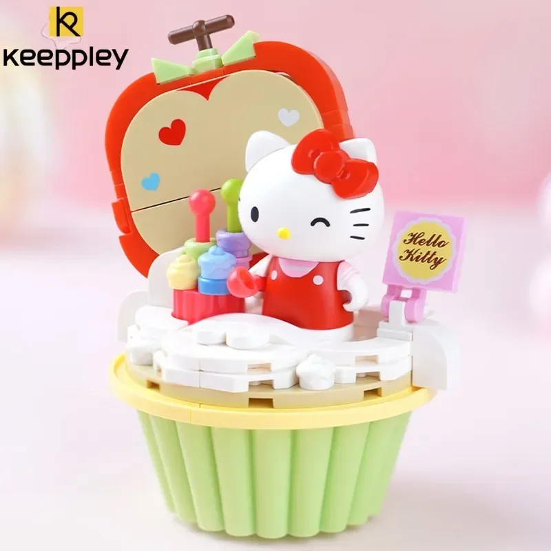 

Keeppley Sanrio Kawaii натуральный блок Hello Kitty, серия маленьких тортов, собранные строительные игрушки, мультфильм, аниме, головоломка Kuromi, подарок для детей