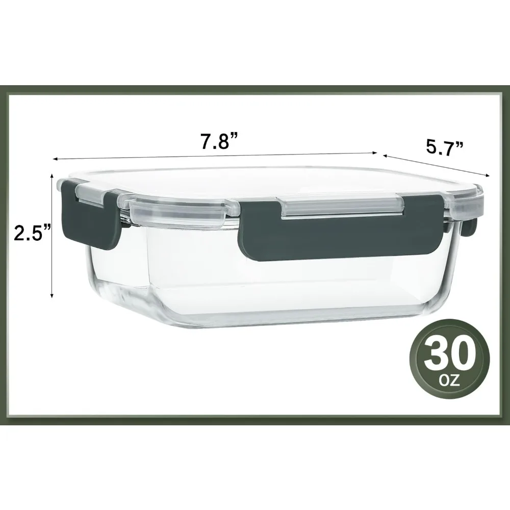 

10-Pack 30oz Glass Meal Prep Containers with Lids, Airtight Bento Boxes for Healthy Eating, Microwave & Dishwasher Safe