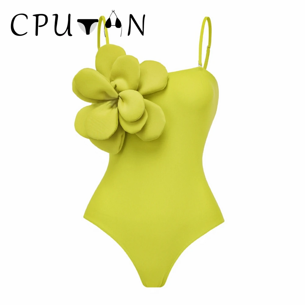 

CPUTAN 3D Flower Sexy One Piece Swimsuit Solid Swimwear Women 2024 Vintage Swimming Suit Luxury Monokini Brazilian Beachwear