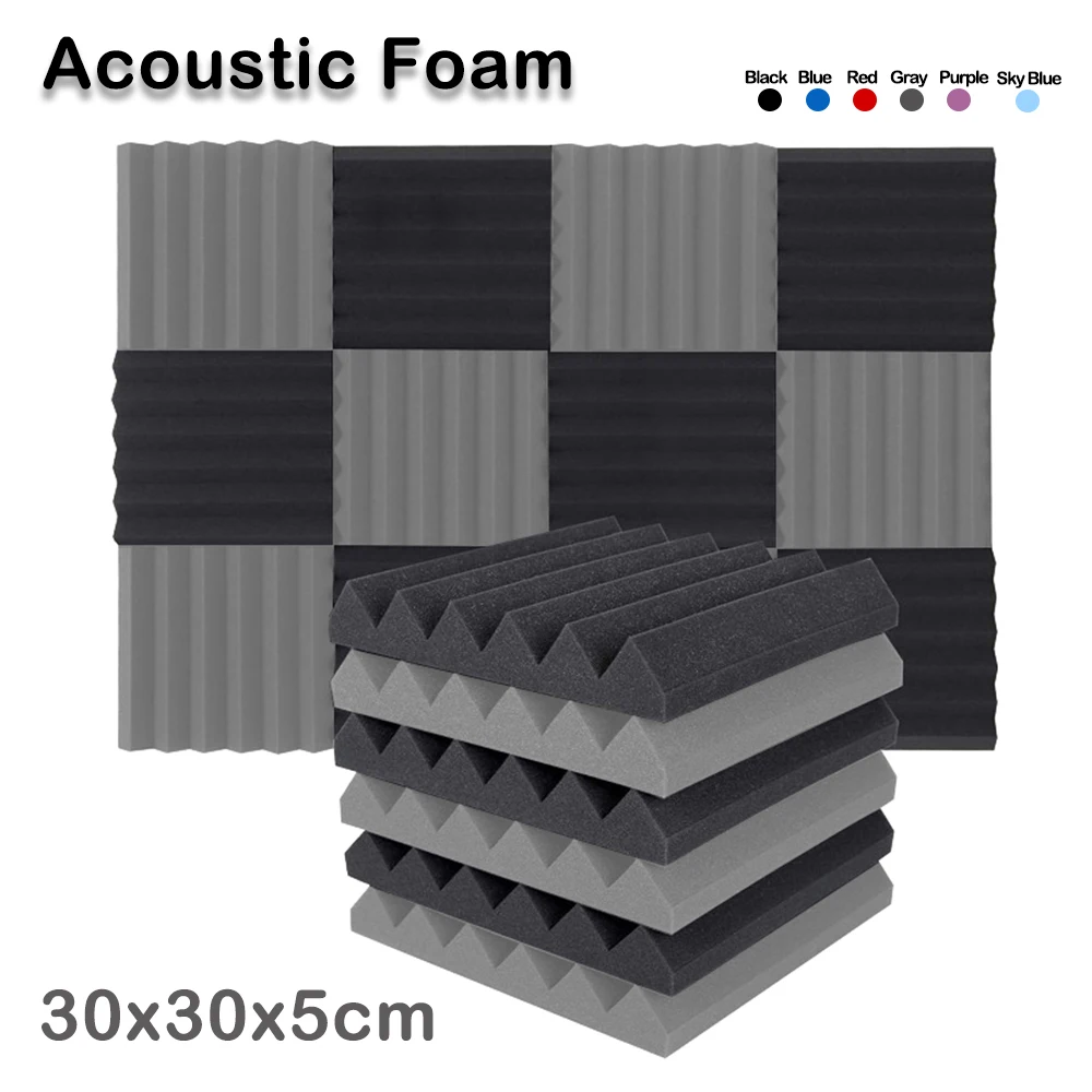 

12/24/Pcs 30x30x5cm Studio Acoustic Foam Panels SoundProofing Wall Panel Sponge Pad Absorption Treatment Wall KTV Room Decorate