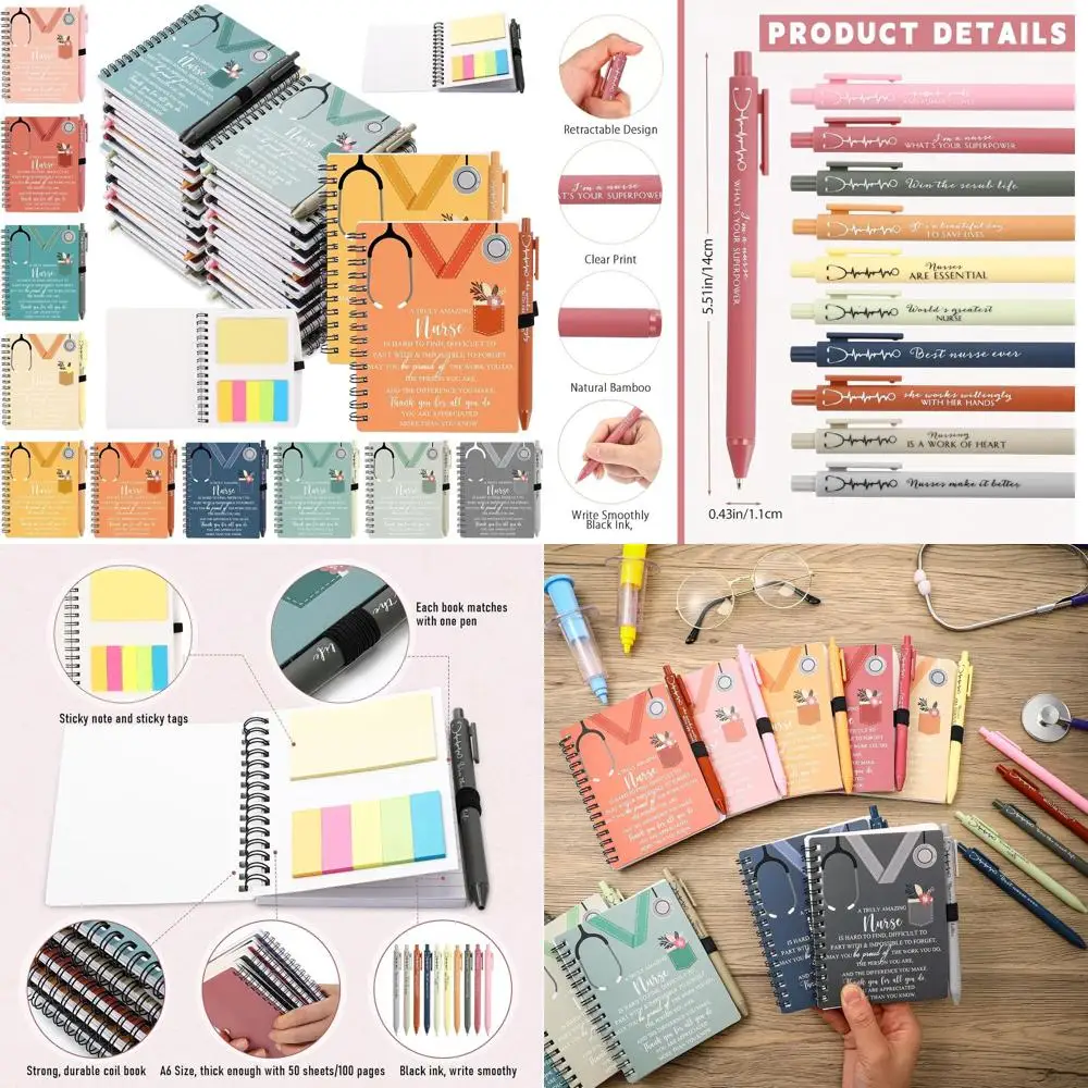 

Bulk Nurse Appreciation Gifts: CNA Christmas Presents, Inspirational Journal with Sticky Notes & Pen in Morandi Colors