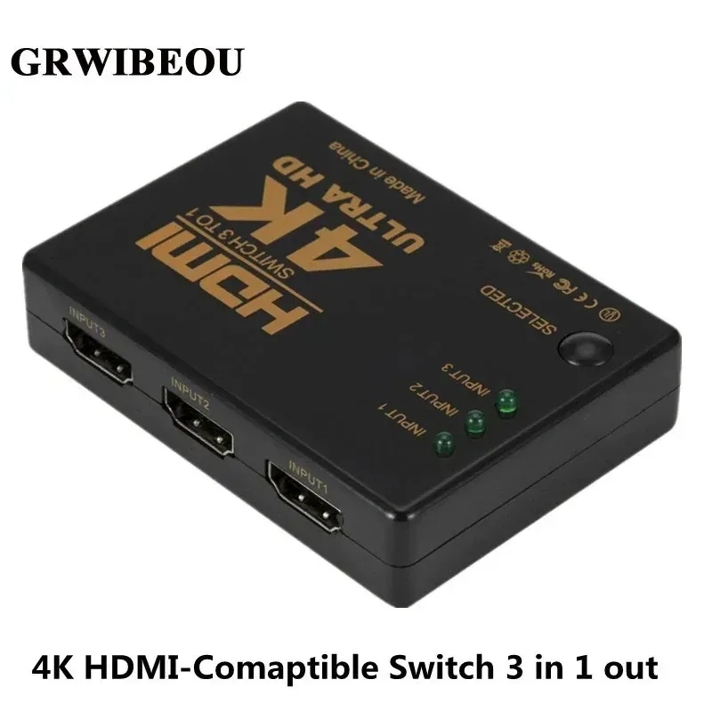 

HDMI-Compatible Switch 4K Switcher 3 in 1 out HD 1080P Video Cable Splitter 1x3 Hub Adapter Converter for PS4/3 TV Box HDTV PC