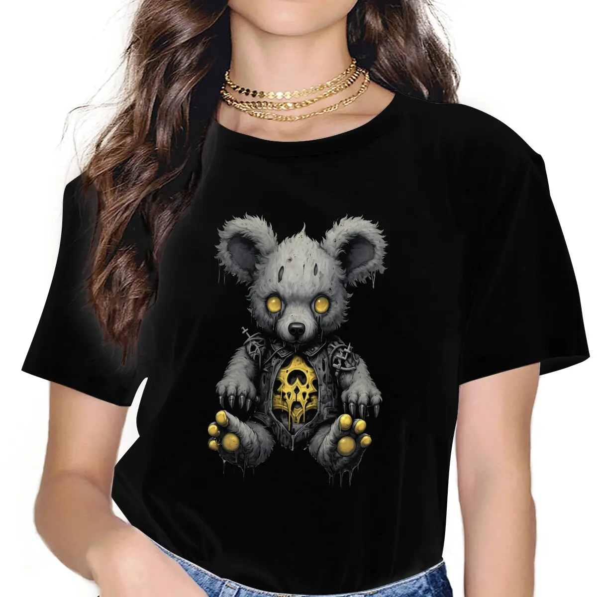 Teddy Robot Women T Shirt Clockwork Teddy Female Tops Polyester Harajuku Kawaii Y2k Tees Ladies Tshirt